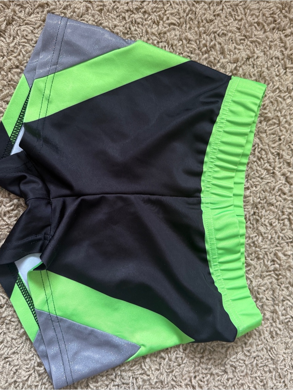 Kids Neon Green and Black Cheer/ Dance shorts